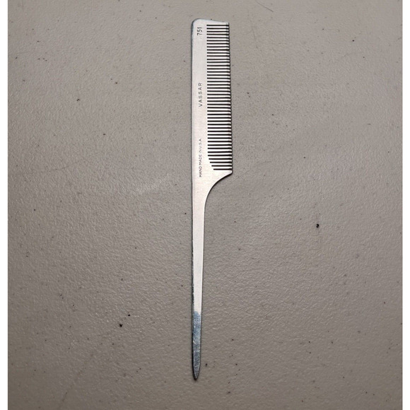 Vassar Comb #751 Aluminum 8" Rat Tail Barber Hair Stylist Made in USA Vintage - Picture 1 of 10